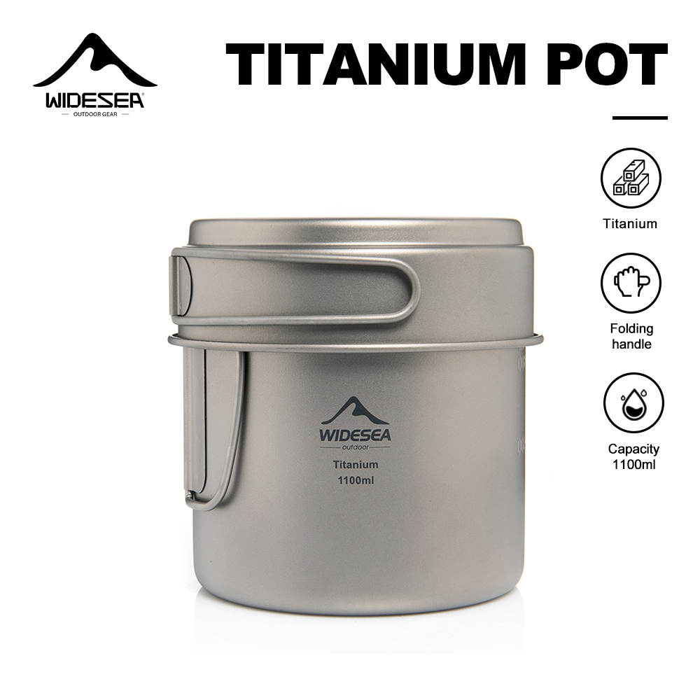 Camping Cooking Pot Stainless Steel - Widesea Ultralight Titanium Camping Pot 1100ml