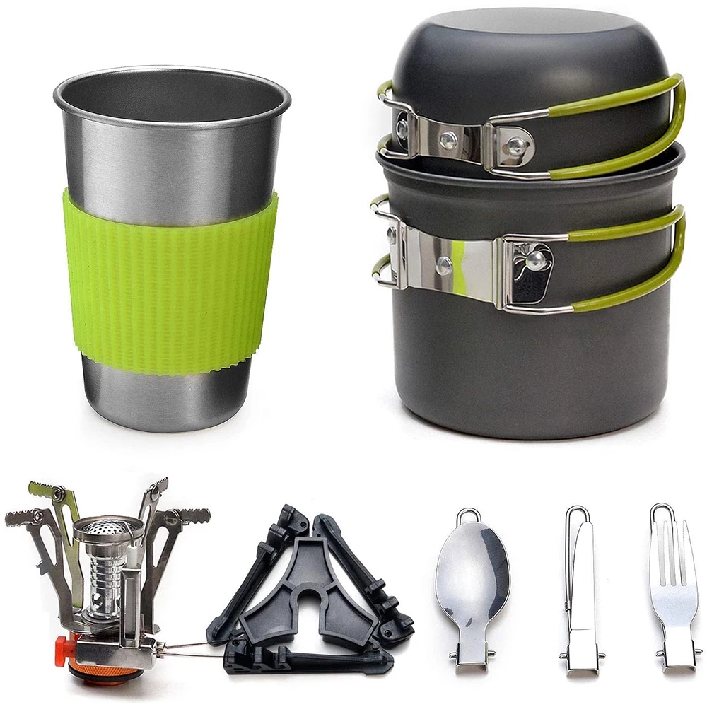 Camping Cooking Fire Pit - Camping Cookware Kit with Stove Outdoor