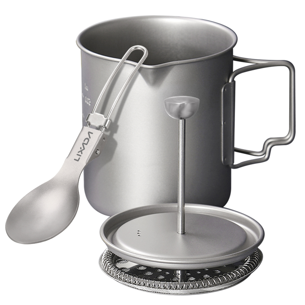Lixada 750ml Titanium Coffee C - Camping Cooking Pot Stainless Steel 评论和价格