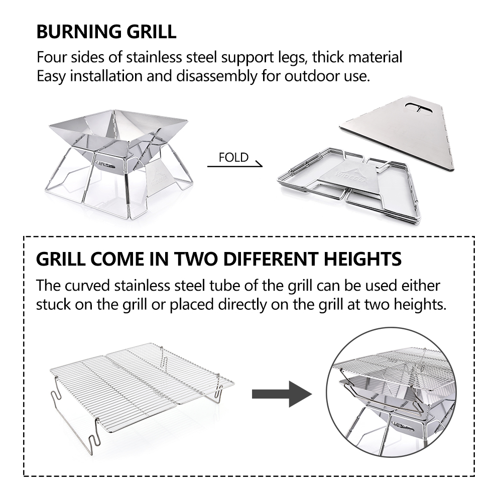 Widesea Windproof Wood-Burning - Camping Cooking Grate 评论和价格