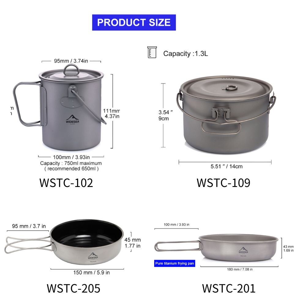 Widesea Camping Tableware Tita - Camping Cooking Pot Stainless Steel 评论和价格