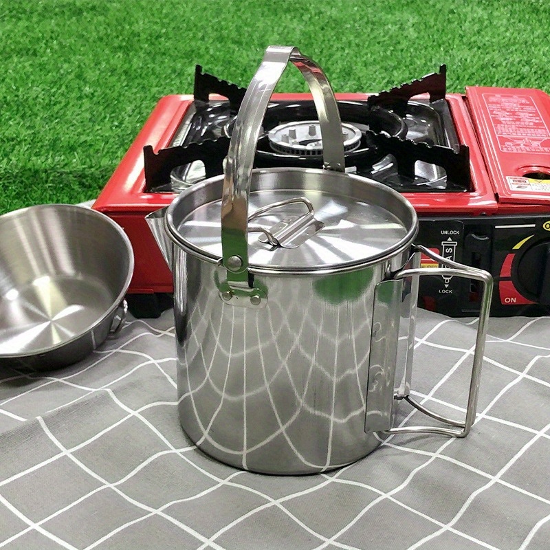 1PC Compact and Portable 1.2L  - Camping Cooking Pot Stainless Steel 评论和价格