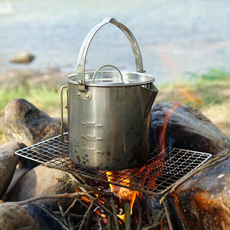 1PC Compact and Portable 1.2L  - Camping Cooking Pot Stainless Steel 评论和价格