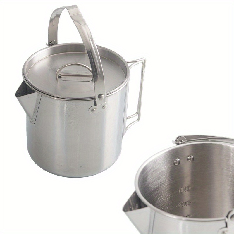 1PC Compact and Portable 1.2L  - Camping Cooking Pot Stainless Steel 评论和价格