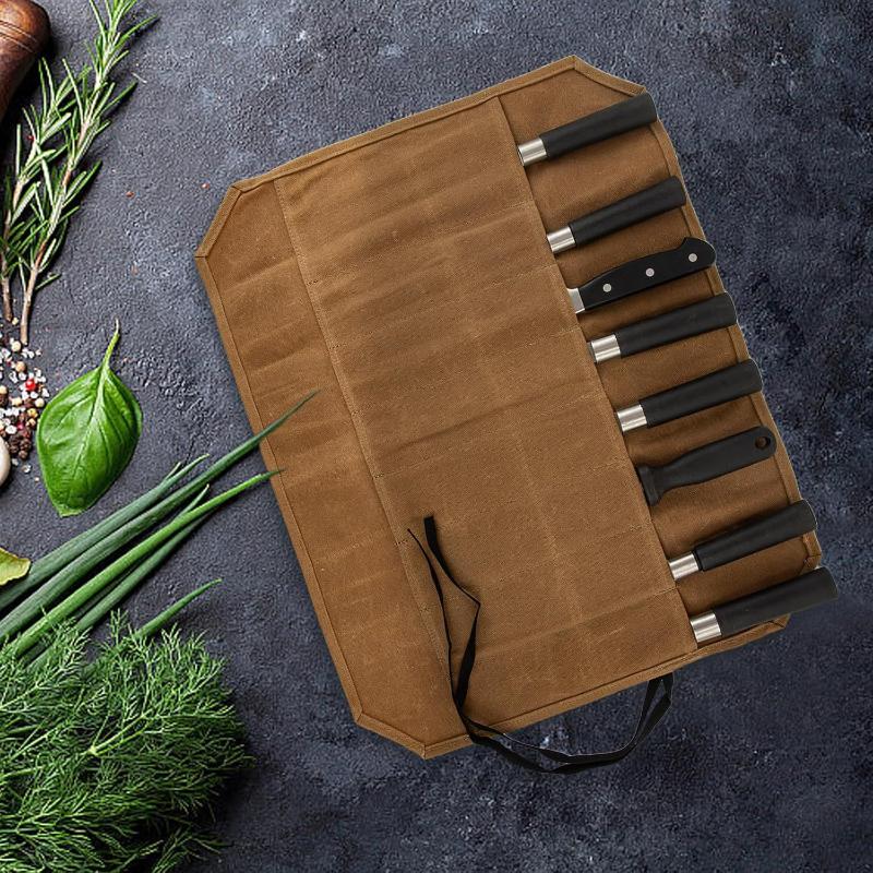 Waxed Canvas Chef Knife Roll M - Camping Cooking Bag 评论和价格