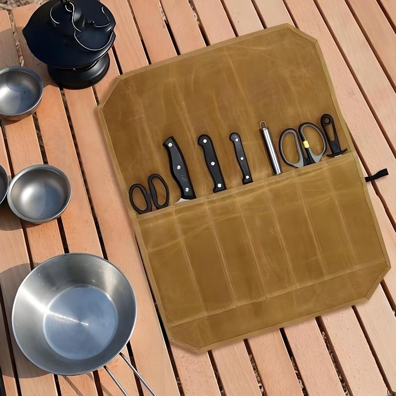 Waxed Canvas Chef Knife Roll M - Camping Cooking Bag 评论和价格