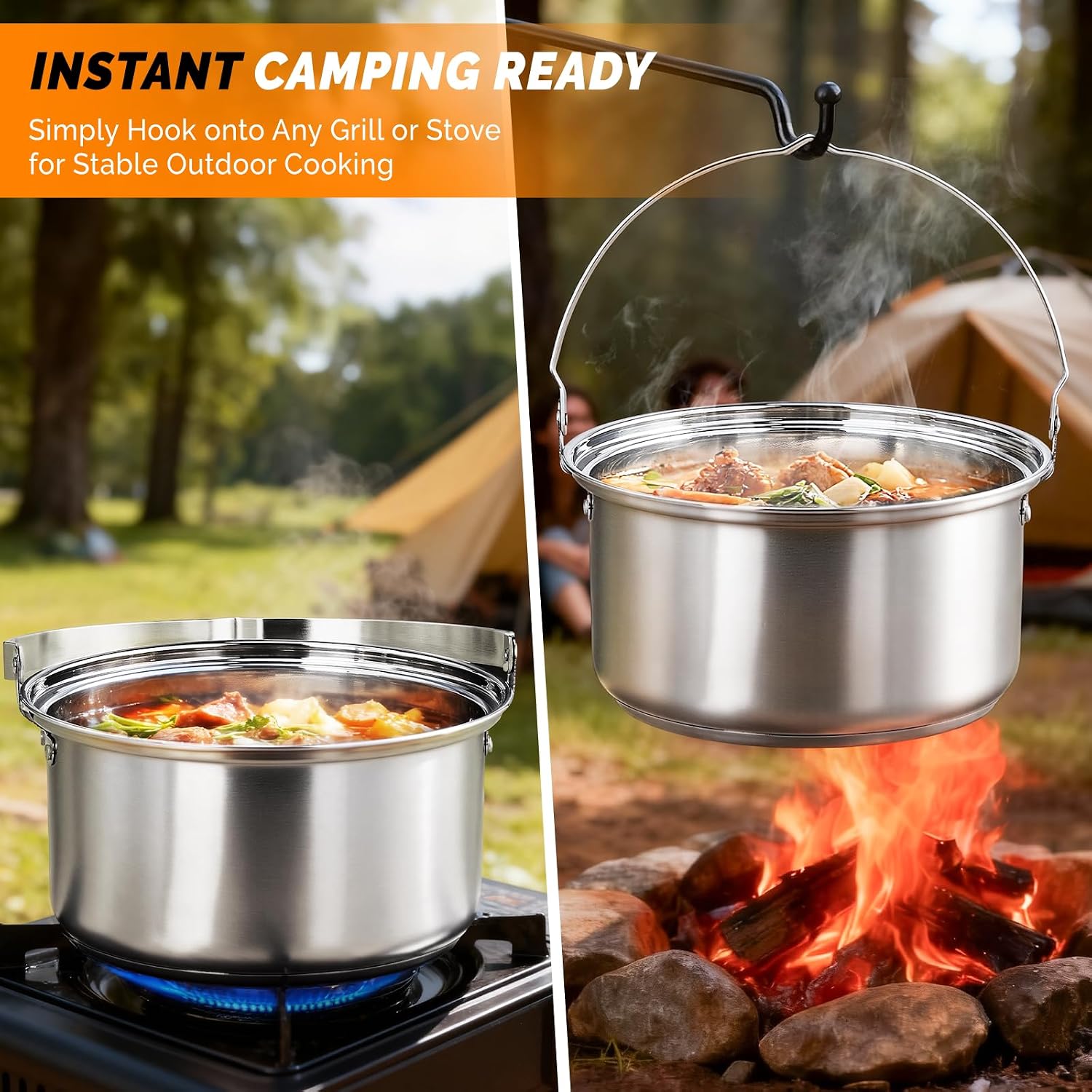 6pcs Cookware Set, 304 Stainle - Camping Cooking Set With Kettle 评论和价格