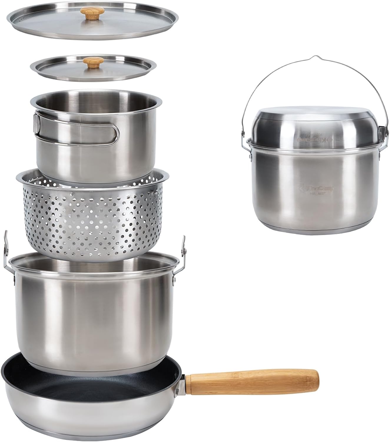 304 Stainless Steel Camping Co - Camping Cooking Set With Kettle 评论和价格