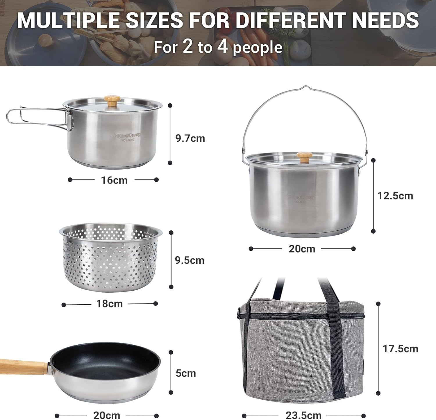 304 Stainless Steel Camping Co - Camping Cooking Set With Kettle 评论和价格