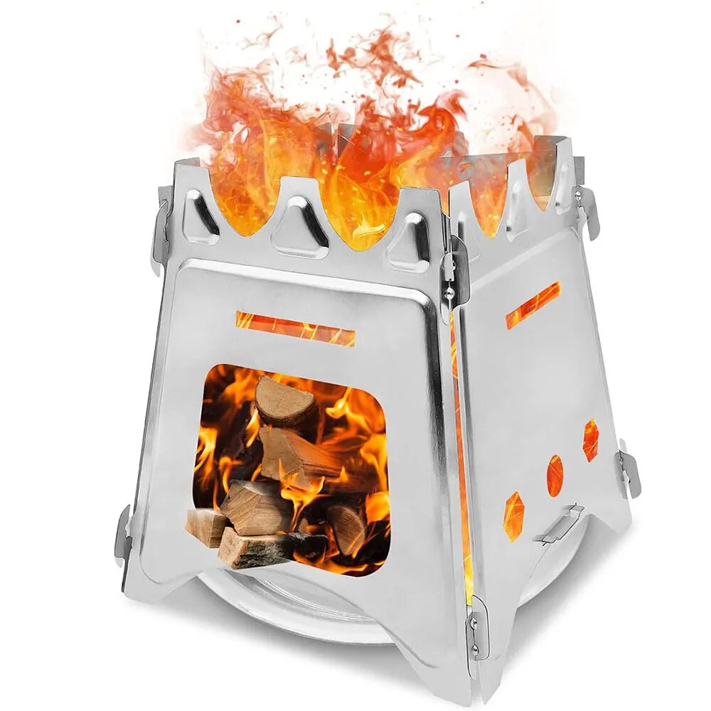 Portable Camping Wood Stove wi - Camping Cooking Grate 评论和价格