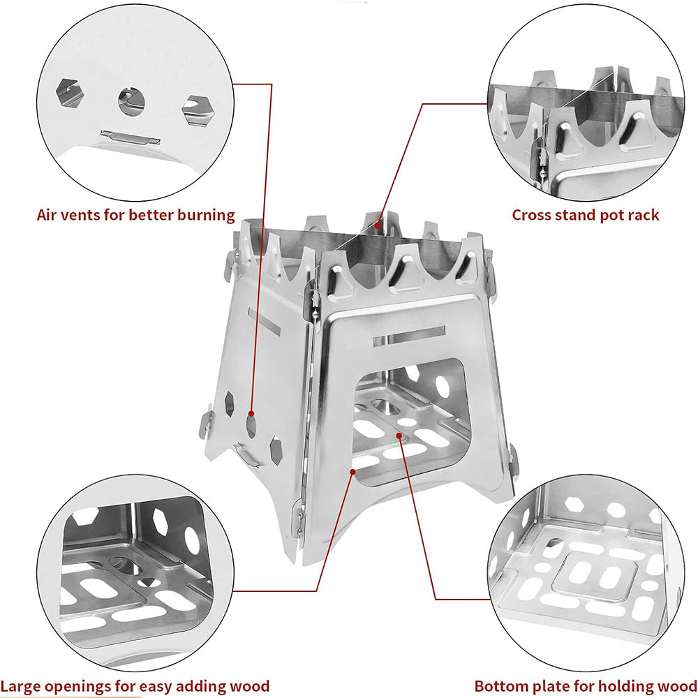 Portable Camping Wood Stove wi - Camping Cooking Grate 评论和价格