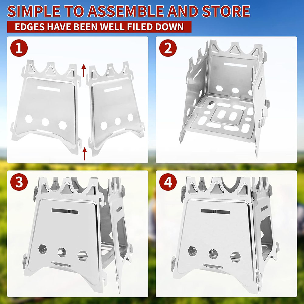 Portable Camping Wood Stove wi - Camping Cooking Grate 评论和价格